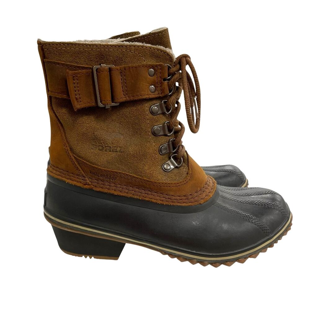 Sorel Elk Grizzly Bear Winter Fancy Lace II Waterproof Heeled Boot Womens US 6.5